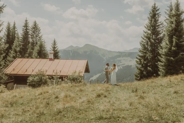 Couple dancing in the mountains